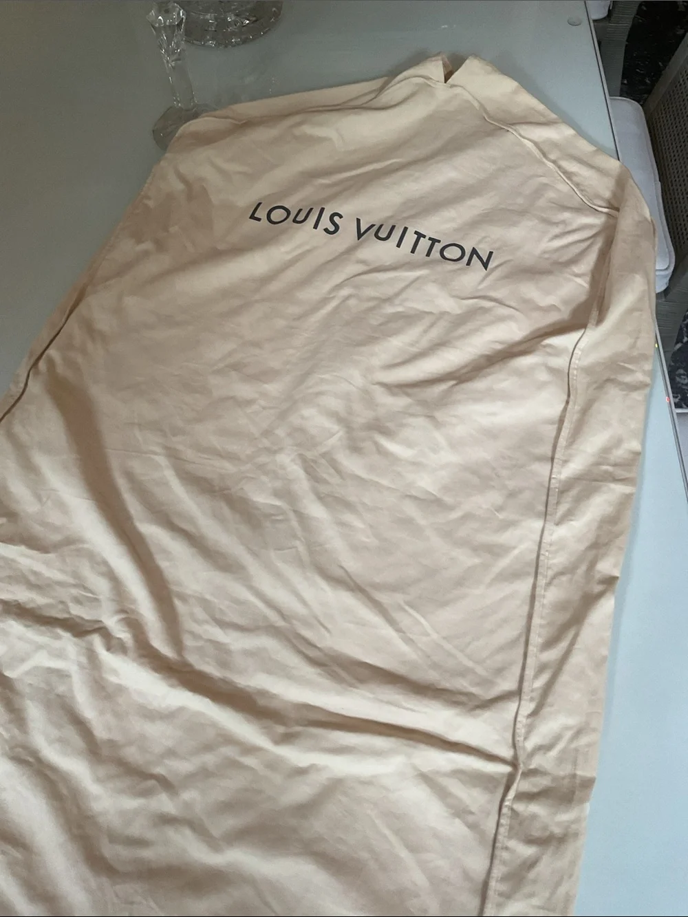 Louis Vuitton Beige Cotton Dust Bag with Logo 62 inches